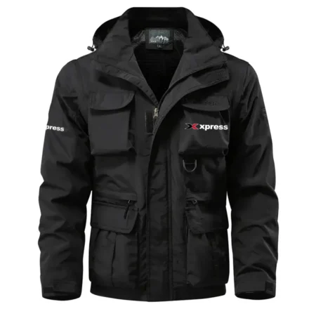 Xpress Exclusive Logo Waterproof Multi Pocket Jacket Detachable Hood and Sleeves HCPDMPJ529XBZ